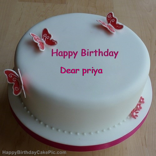 Butterflies Girly Birthday Cake For Dear priya